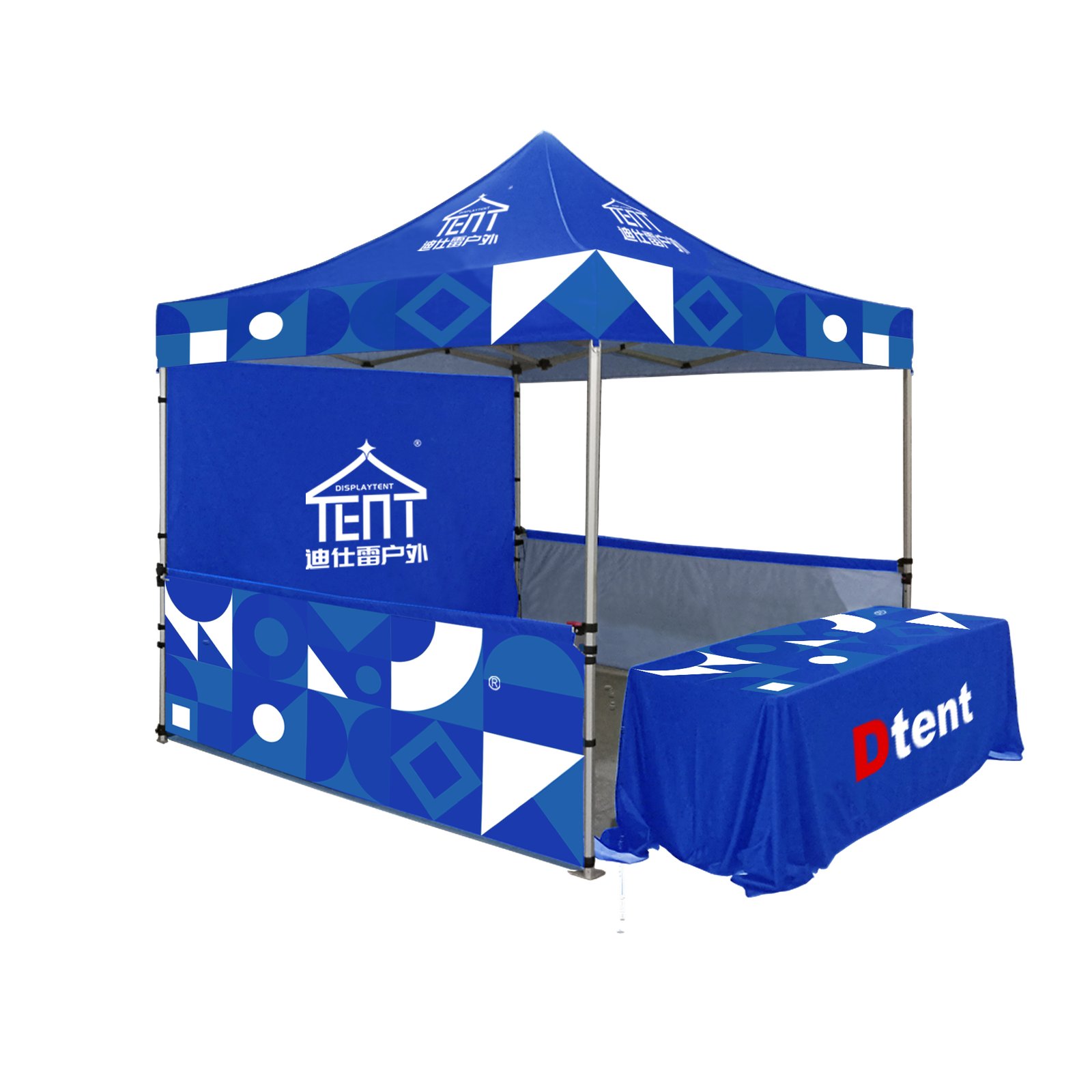 Canopy booth kit with banner flags and reception counter