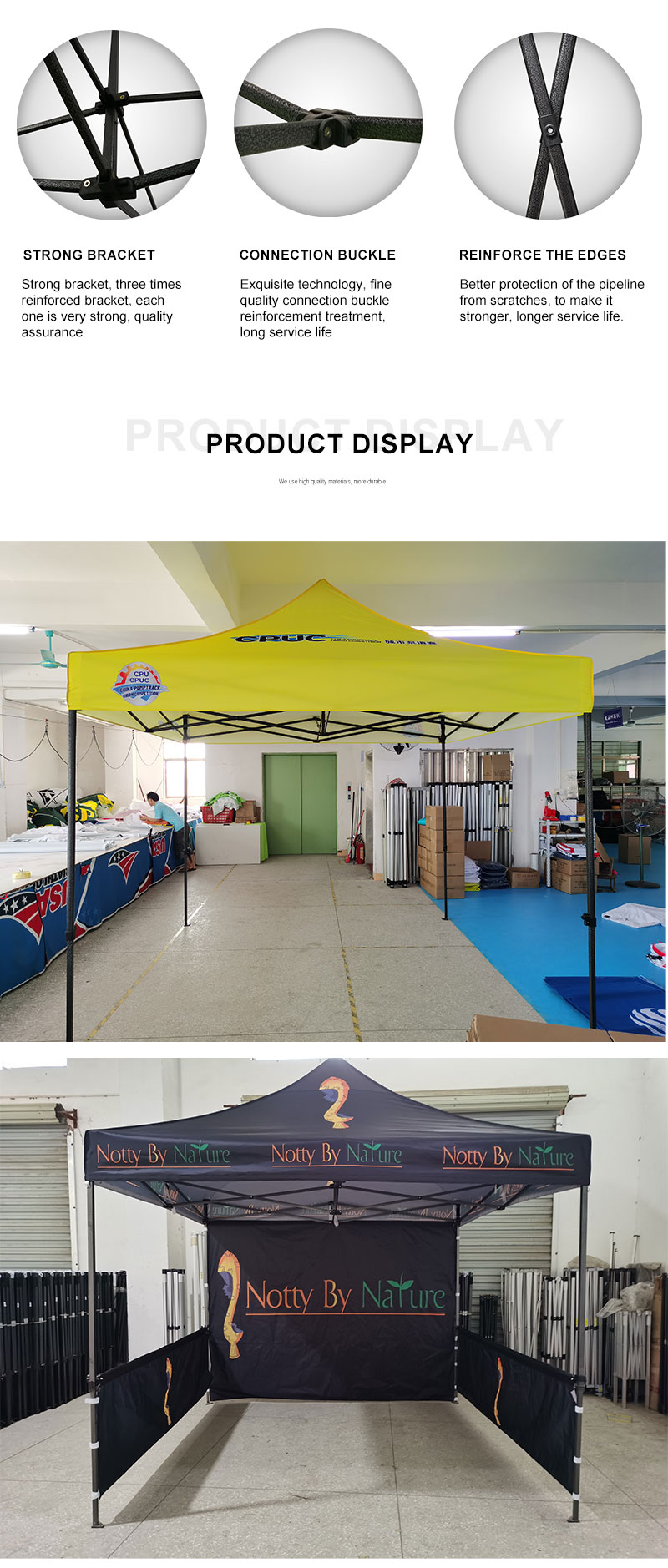 DTENT factory — canopy frames and printing workshop