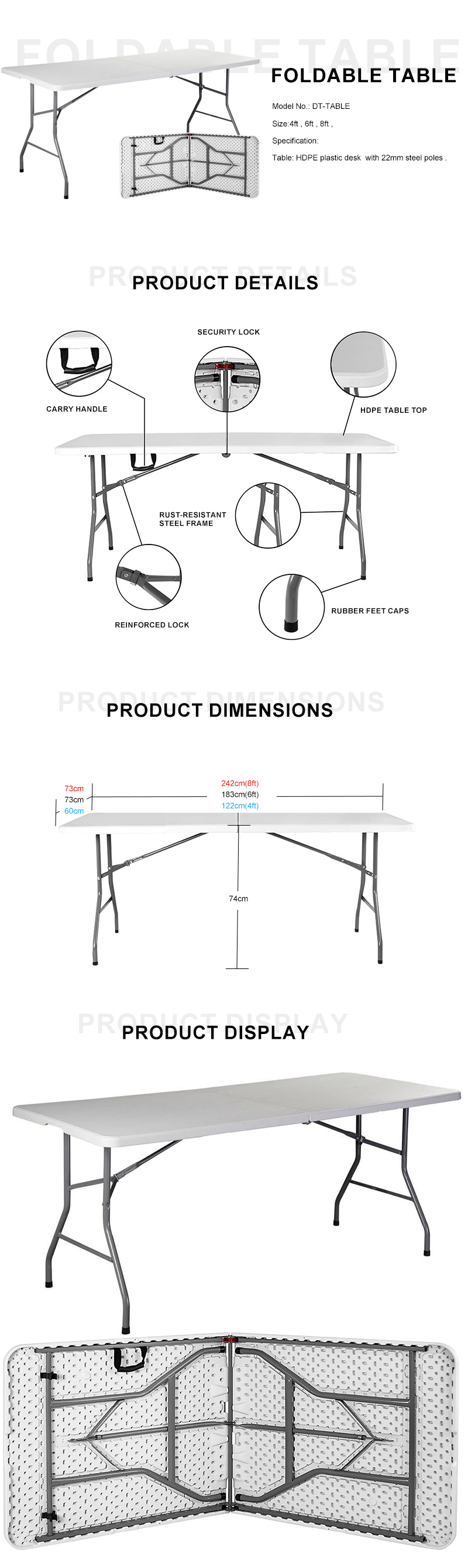 Custom printed table cover and folding table display